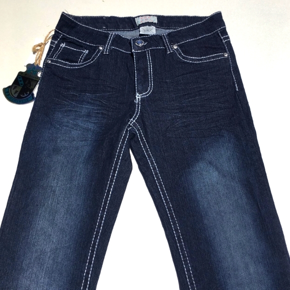 F.F. Blue Jeans White Stitch Size 8 - Picture 2 of 7